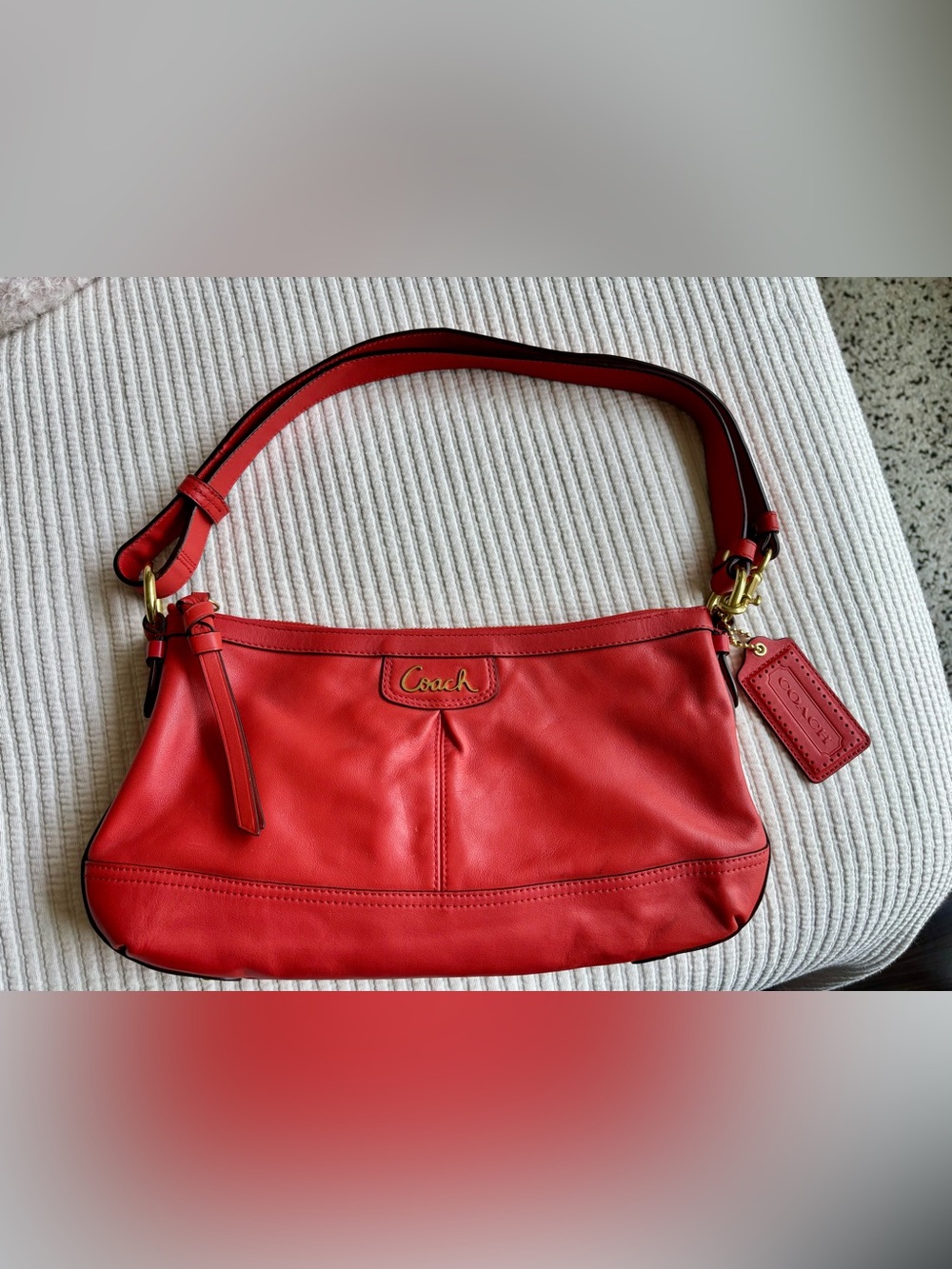 Coach Orange Leather Bag with Gold Hardware